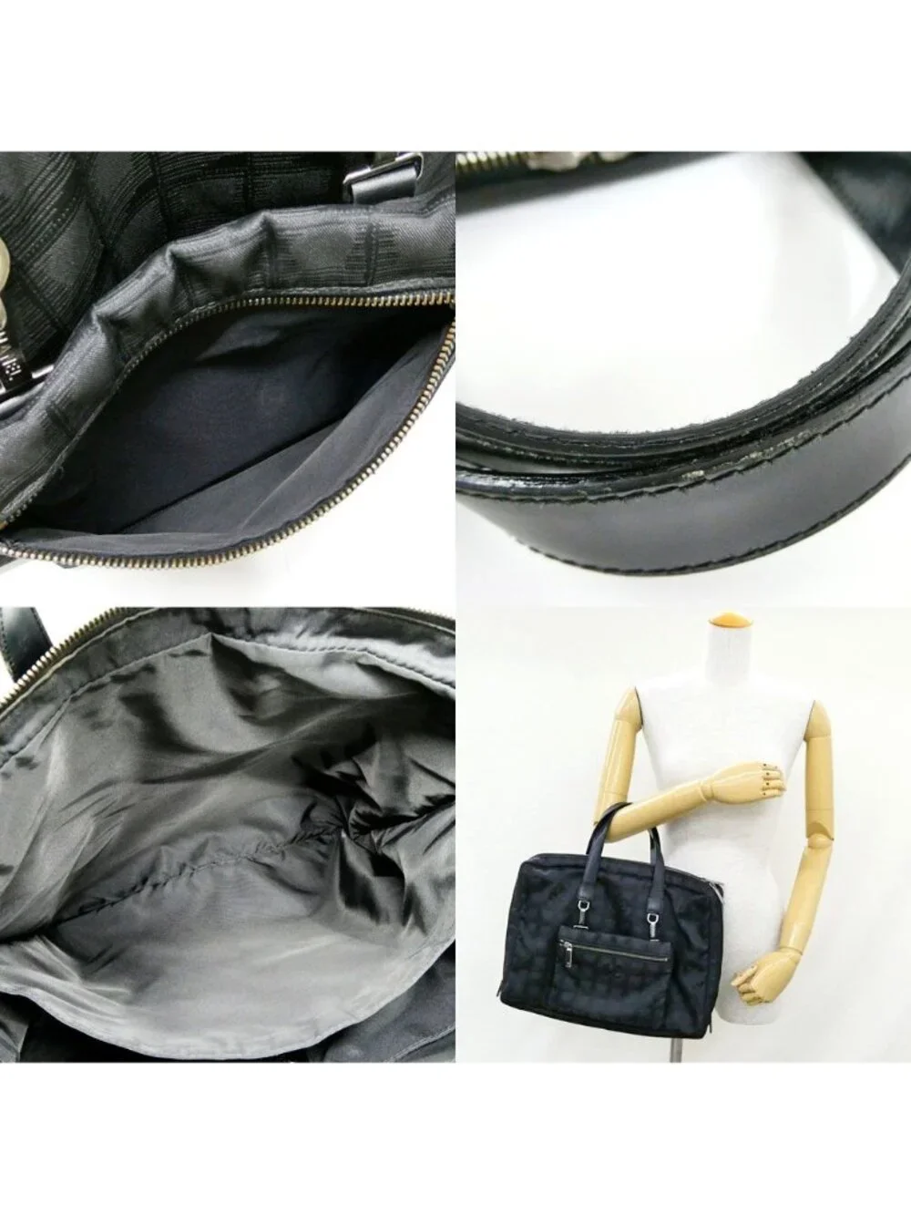 Chanel New Travel Line Briefcase Black Nylon Jacquard Leather Business